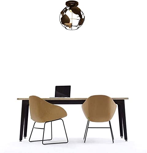 Lámpara de sombra mapamundi en metal negro con acabado industrial retro 2
