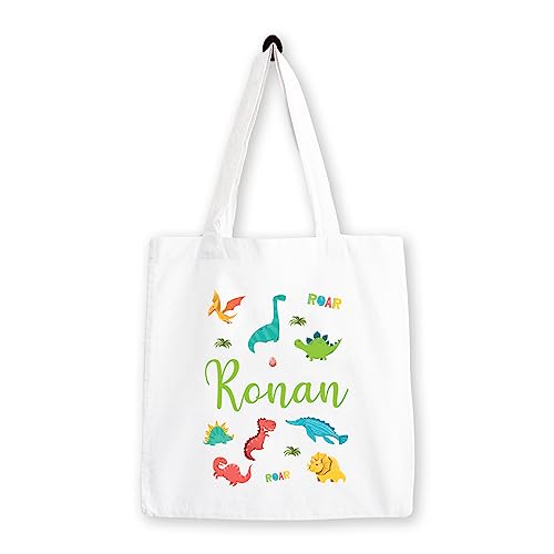 Image of Personalised Children's Tote Bag | Choose a Design, Add Any Name | Custom Kids Tote Bag, Personalised Kids Bag | Gift For Kids | Girls Bag, Boys Bag, Children's Bag (Dinosaurs)