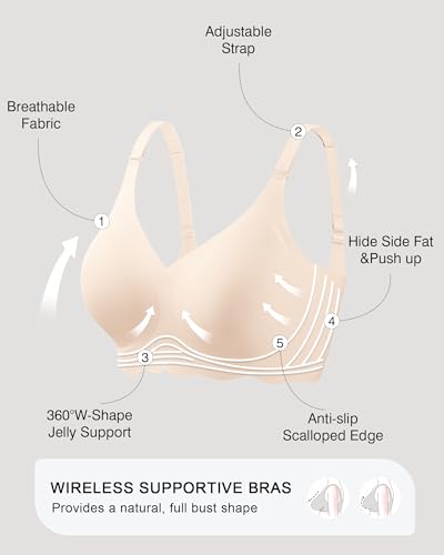 Image of Womens Wireless Jelly Bras No Underwire Support Push Up Removable Straps (U /Cross /Halter) Everyday Sports Bra