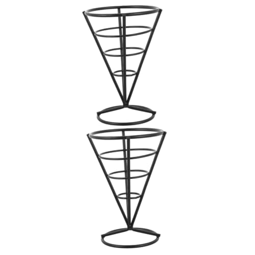 Amosfun 2 Piezas Tenedor de bocadillos de cono cesta verduras cesta comida cono de patatas fritas de patatas fritas de comida para freír de a a Acero inoxidable