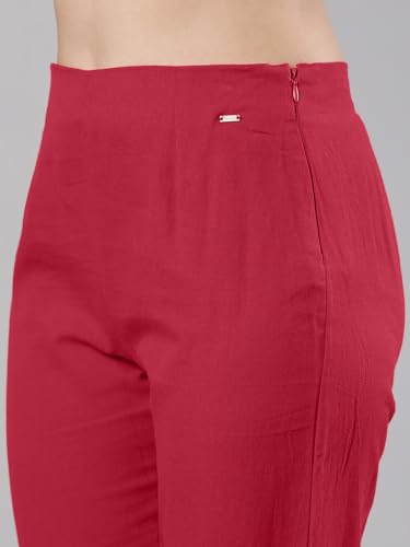 Image of Femmora Comfortable Fit Solid Straight Pant, Breathable Cotton Fabric with Side Zip Button Closure, for Women, Pack of 1