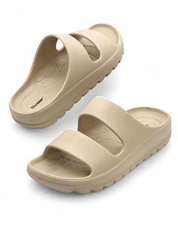 Image of SVAAR Soft EVA Double Strap Slippers for Men | Stylish Anti-Skid Slides with Arch Support & Bouncy Sole | Lightweight Indoor Outdoor Comfort