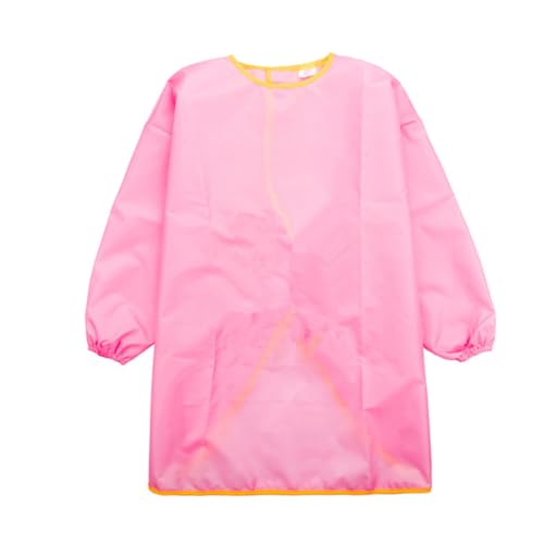 minkissy Delantal de Pintura Infantil de Manga Larga para Talla M 105-130 CM Color Rosa sin Dibujos Protección Anti Salpicaduras para Arte y Manualidades Fácil de Limpiar 1 Unidad