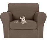 MAXIJIN 2 Piece Chair Covers Chair Slipcover with Arms, Sofa Chair Cover for Living Room Armchair Cover, Stretch Pet Dog Slip Cover for A Chair with 1 Cushion (31