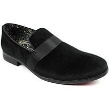 Mens Slip On Black Velvet Tuxedo Loafers Formal Dress Shoes Floral Lining Sparko 8