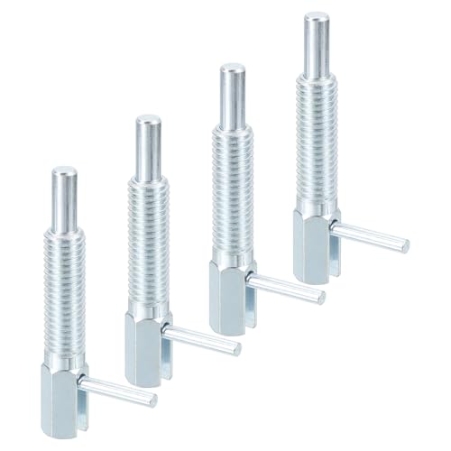 uxcell 4 Pcs Retractable Indexing Plunger Pin, M10 l Spring Plunger Carbon Steel Spring Loaded Latch Telescopic Locking Pin for Machinery Shipbuilding