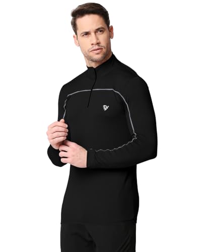 Image of EYEBOGLER Men High Neck Solid Full Sleeve Regular Fit T-Shirt