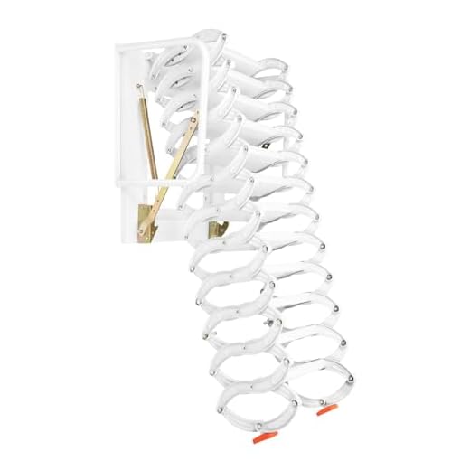 11.4FT Wall Mounted Attic Ladder Folding Step Ladder Attic Pulldown Ladder Hinge New Folding Ladder Loft Stairs Alloy Attic Access Ladder