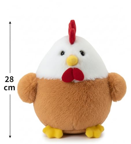 Image of Yugmox 28 cm Soft Stuffed Hen Plush Toy - Cute Farm Chicken Plushie for Kids - Huggable Cuddly Doll for Birthday Gifts & Nursery Decoration