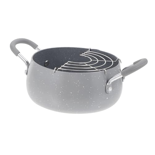 Alipis Deep Frying Pot with Basket Tempura Frying Pot Portable Non-stick Oil Strainer for Deep Fryer