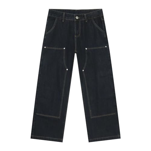 Men's Denim Jeans Retro Workwear American High Street Casual Loose Straight Leg Daily Pants for Men
