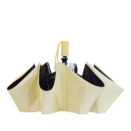 SY COMPACT Automatic Windproof Umbrellas Travel Strong Umbrella for Rain and Sun Protection Small Umbrella UV Blocking for Women and Men (Light Yellow) option
