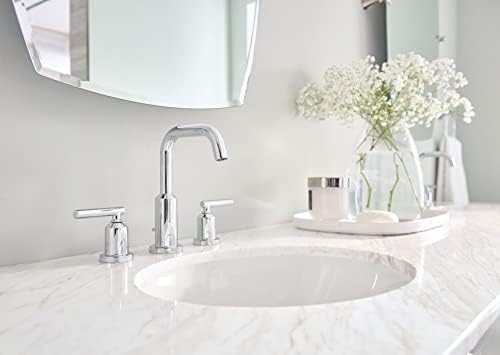 Moen Gibson Chrome Two-Handle 8-Inch Widespread High Arc Modern Bathroom Sink Faucet, Valve Required, T6142