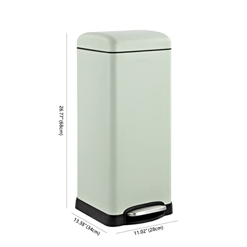Image of happimess HPM1007E Betty Retro 8-Gallon Step-Open Trash Can with Soft-Close Lid, Fingerprint Resistant, Modern, Minimalistic for Home, Kitchen, Laundry Room, Office, Bedroom, Bathroom, Mint Green