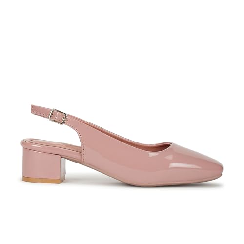 Image of Marc Loire Women Square Toe Solid Block Heel Pumps for Office, Party and Formal Wear