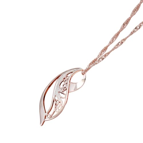 Collier pendentif brillant or rose de style ethnique unique pour femme