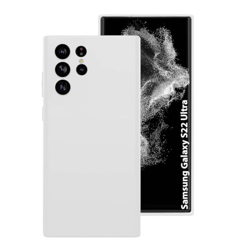 Image of LIRAMARK Liquid Silicone Soft Back Cover Case for Samsung Galaxy S22 Ultra (White)