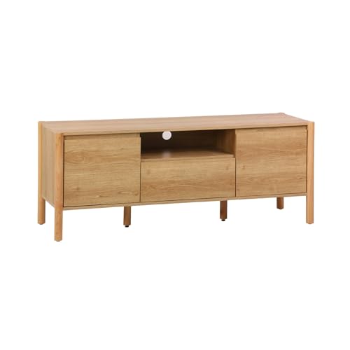 sweeek - Meuble TV décor Bois 2 Portes 1 tiroir 140cm Naturel - 140 x 42 x 55 cm - Harmony