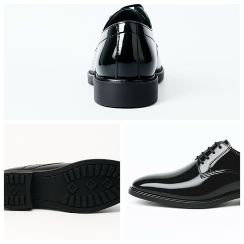 Mens Dress Shoes Classic Formal Oxfords Faux Patent Leather Shoe Lace-up Tuxedo Dress Shoes for Business Wedding Suit Black3