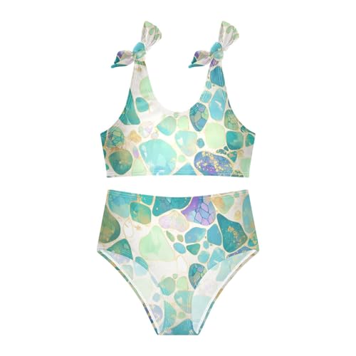 KLL Shiny Green Purple Golden Glittering Girls Two Piece Bikini Sets Quick-Dry Bathing Suit Swimming Suits Cute Shoulder3