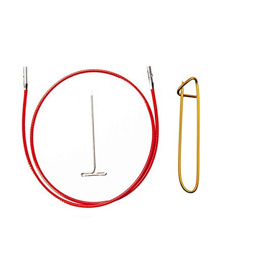 ChiaoGoo Twist Red Lace Cable Small 30-Inch (75cm) Fits US 2, 3, 4, 5, 6, 7, 8 Interchangeable Knitting Needle Tips, Includes Tightening Key, 7530-S with Stitch Holder