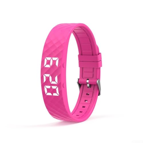 MoSundi Reloj inteligente de actividad con contador de pasos, monitor de oxígeno en sangre, alarma de vibración, diseño delgado para hombres y mujeres (rojo rosa)