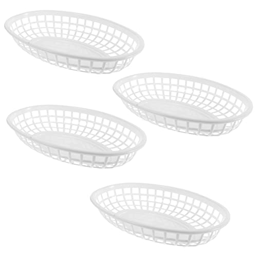 8 Pack Oval Fast Food Baskets Plastic Oval Basket Small Fruit Bread Basket Bin Food Serving Tray for Sandwiches, Burgers, Nachos, Fries, Hot Corn Dogs Food Serving Storage Display Decor
