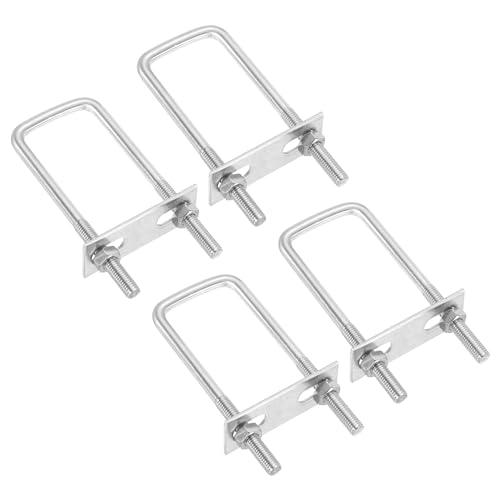 Image of PATIKIL M8x40x120mm Square U-Bolts Kit, 4Set 304 Stainless Steel Square U Shaped Bolts Replacement Parts with Frame Plates and Nuts for Ski Board Sailboat Trailer