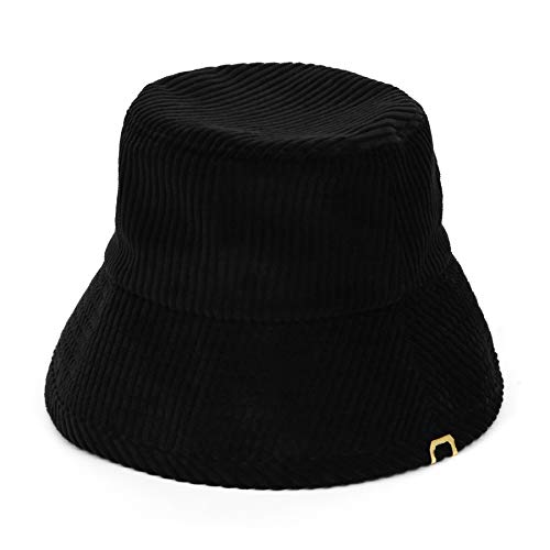 Undercontrol Thick Corduroy Ribbed Cotton Gold Label Deep Long Brim Size Adjustable Four Seasons Bucket Hat Korea Safari Hat (Cord Black) #TOP1