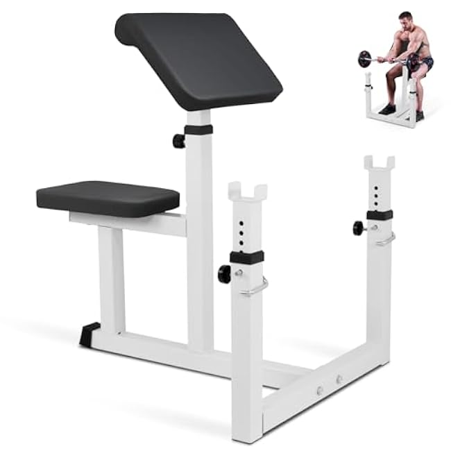 HomGarden Preacher Curl Weight Bench Adjustable for Arm Curling Strength Training, Isolated Barbell Dumbbell Bicep Tricep Muscle Seated Bench, 550LBS Home Gym Fitness Equipment