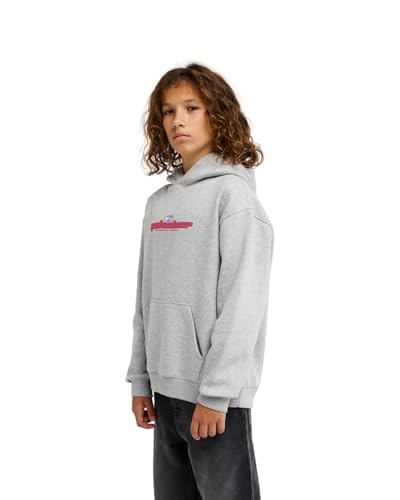 Sweat capuche oversize Quiksilver Graphic gris molletonné et ample taille 10 ans