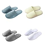 Teceyfeet Juego de zapatillas de invitados lavables, 4-6 pares de pantuflas...