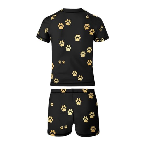 Dog Gold Paw PrintsChildren's Swimsuits Boys Two Piece Suit7-9Y（120cm）4