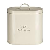 Premier Housewares Haustierfutter-Aufbewahrungsdose mit Löffel, Metall, cremefarben, 2.8 Litre