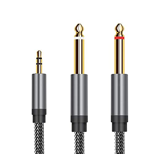 YHYCC Zurligi 3.5mm 1/8" TRS Male Cable to 2X 6.35mm 1/4" TS Male Mono Stereo Y-Cable Splitter Compatible for Smartphone, Home Stereo Systems,Laptop,Amplifier,CD Player, Multimedia Speaker ect (5M)