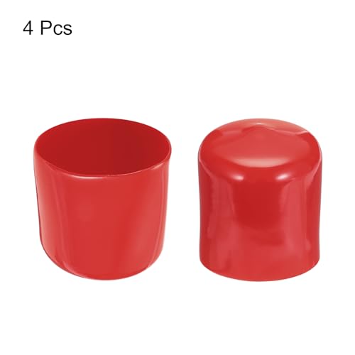 Image of uxcell 4pcs Rubber End Caps 39mm ID Vinyl Round End Cap Cover Screw Thread Protectors Red, 30mm Height