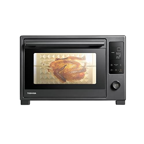 TOSHIBA Hot Air Convection Toaster Oven, Extra Large 34QT/32L, 9-in-1 Cooking Functions, Crispy Grill, Dehydrate, Rotisserie, 6 Accessories Included, 1650W, Black Stainless Steel