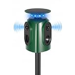 Cat Repellent for Gardens UK, 360° Solar Ultrasonic Animal Repeller, Fox Deterrents for Gardens with PIR Motion Sensor, IP65 Waterproof, 10m Range for Repelling cats, Foxes, Squirrels, Birds
