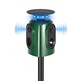 Répulsif pour chats à ultrasons solaire, répulsif pour chats à 360° pour le jardin, répulsif à ultrasons pour animaux avec détecteur de mouvement et voyant lumineux, étanche IP65, portée de 10 m
