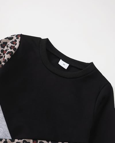 Jecson Toddler Girl Clothes Sets: Soft & Elastic Ankle Outfits Colorblock Leopard Sweatsuit Cute Fall Home & School 2-8Y3