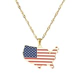 Oidea Collar para mujeres y hombres: collar con colgante de bandera de mapa chapado en oro con cadena de acero inoxidable ajustable, joyería de regalo, one size, Metal, Sin piedra preciosa
