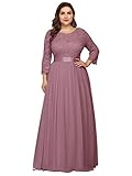 Ever-Pretty Womens Plus Size Lace Bodice Elegant Evening Bridesmaid Dresses for Women Orchid US 18