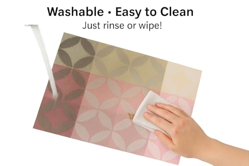 Image of Dribble PVC Placemats Set of 4 | Heat-Resistant, Washable, Waterproof Table Mats | Anti-Slip Dining Table Placemats for Kitchen & Home Decor - 45x30cm, Design -Mosaic