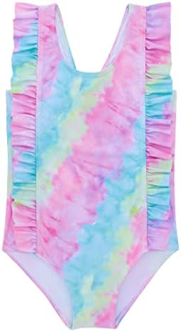 ALISISTER Toddler Little Girl Swimsuit Cute Tie Dye 3T 4T Kids Bathing Suit One Piece Ruffle Soft Swimwear Backless Tankini Summer Holiday Petite Cartoon Beach Bikini Pink