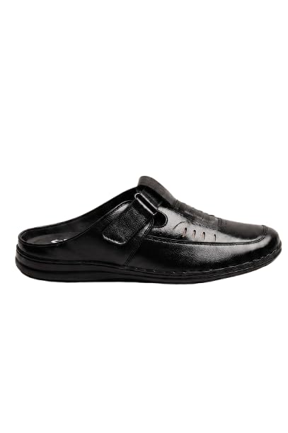 Men's Black Half Roman Leather Sandals – Handcrafted Open-Strap Sandals for Casual & Semi-Formal Wear-image-20