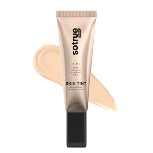Image of SOTRUE Skin Tint with SPF30 | 4-in-1 Primer, Moisturizer, Foundation & Sunscreen | Light to Medium Coverage, Dewy Glow Finish | Hydrating Formula with Collagen Peptide, NMF Complex & Vitamin E | 35ml - Foxnut