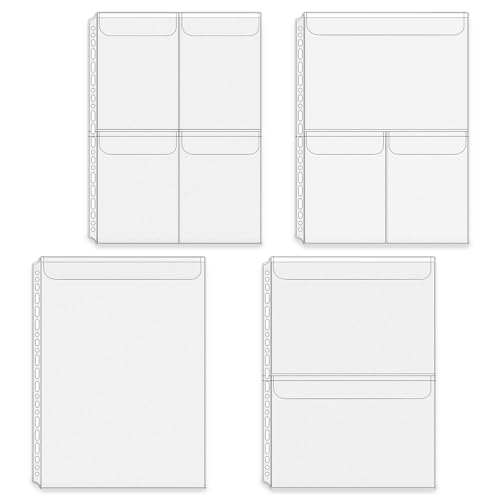 Mogoostry A4 Binder Pockets Zipperless Cash Envelopes Multi Pocket Binder Sleeves with Top Flap Binder Pouches Loose Leaf Inserts Folder Photocard Document Filing Bags