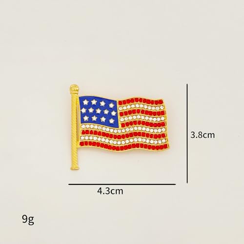 Image of USA Flag Lapel Pin Cute Rhinestone Painting Oil Enamel Brooch Crystal Flagpole Bag Clothes Fashion Jewelry American Flag Badge