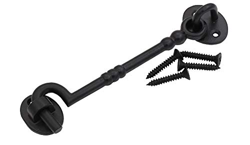 THDC Cast Iron Cabin Eye Hook and Latch for Gates and Doors, Privacy Hook, Wrought Iron (7" Large)