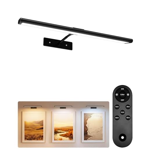 EZVALO Picture Light for Wall, 4800mAh Rechargeable Wireless IR Remote Control Battery Lights for Painting, 16In Dimmable Magnetic LED Art Display Light, Colors Temperatures, for Gallery, Living Room
